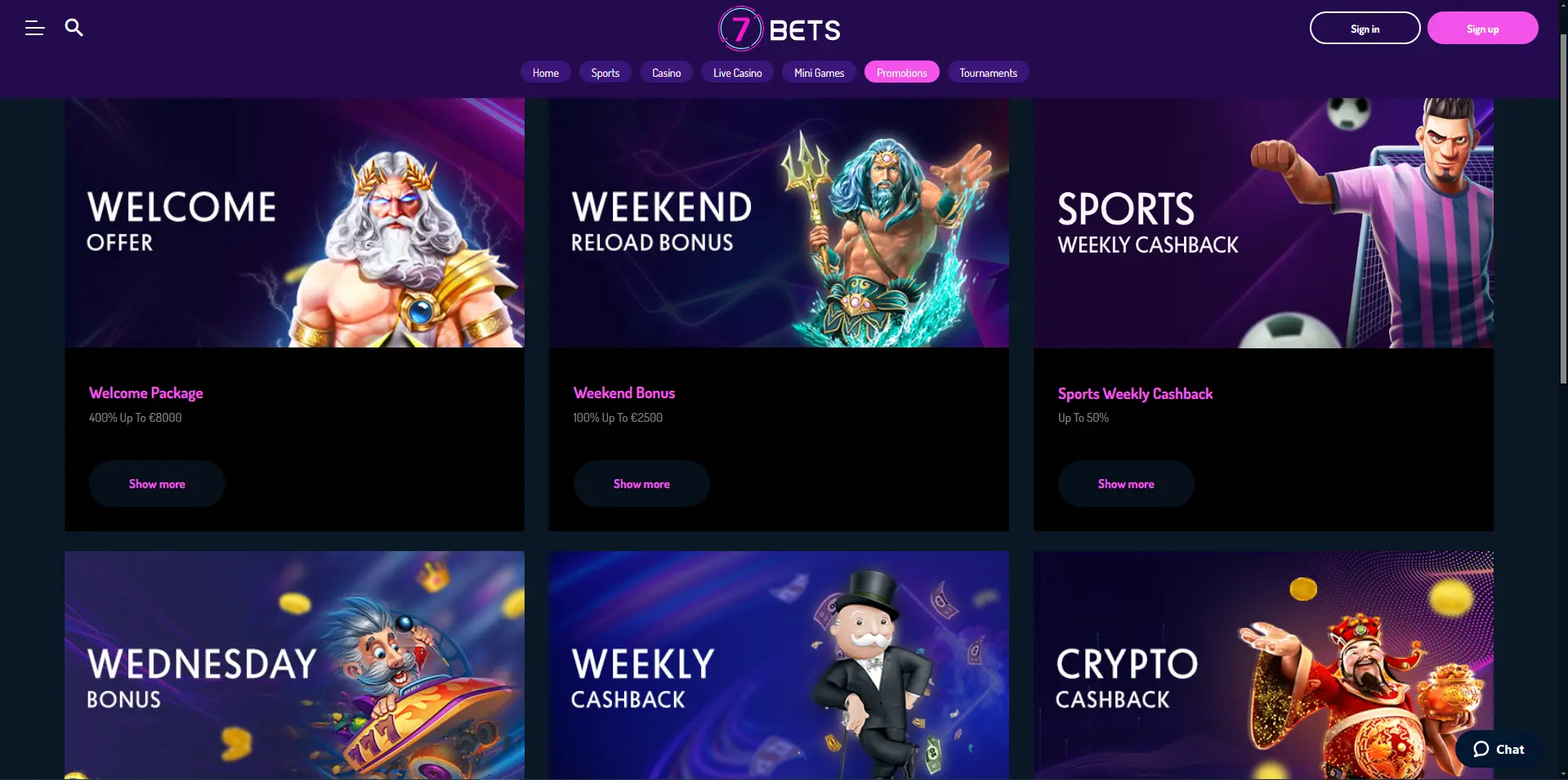 Promotions at 7Bets casino